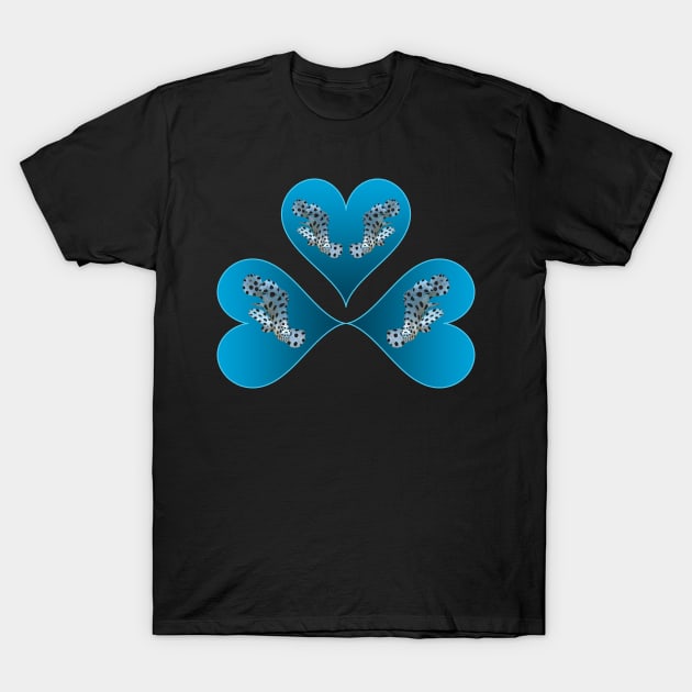Heart Design | Grouper Trio in 3 Blue Hearts | Black Background | T-Shirt by Ute-Niemann